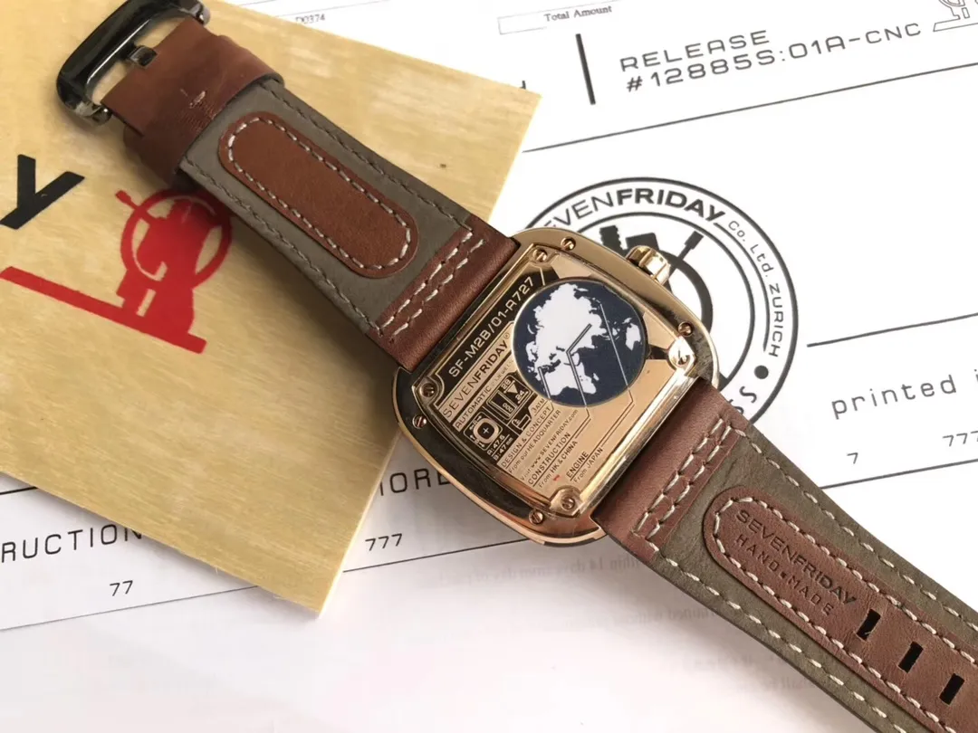 【Authentic Tmall】💰1640! Sevenfriday M2B/01-A727 imported 8215 mechanical movement, tempered blue light glass, imported calf belt, high-grade 316 stainless steel case (47mmx47mm), pay attention to the workmanship details (the whole series supports NFC sensing function) and comes with counter packaging